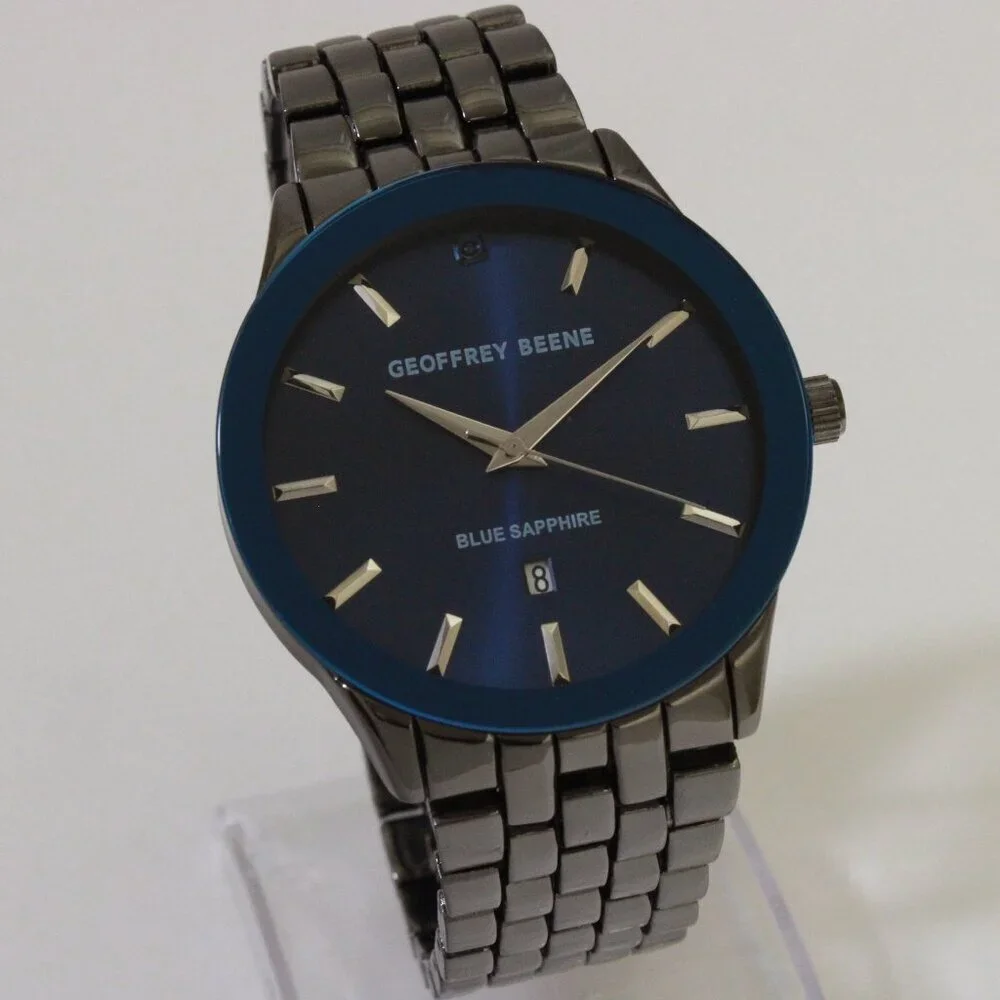 Geoffrey Beene Men's Casual Watch Sapphire Blue Dial GunMetal Finish 42mm